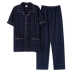 Mùa hè người đàn ông trung niên của quần mỏng cotton đồ ngủ đặt ngắn tay cotton nửa tay béo quần áo nhà XL đồ ngủ đẹp Bộ Pajama