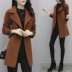2018 mùa thu mới phù hợp với cổ áo len áo mùa thu và mùa đông nữ Hàn Quốc phiên bản của mỏng giảm béo phần dài Nizi áo khoác nữ áo khoác dạ ngắn nữ hàn quốc Áo Hàn Quốc