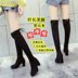 Over the knee boots phụ nữ 2017 mùa xuân và mùa thu hoang dã mỏng chỉ dày với cao gót khởi động cao khởi động chân mỏng stretch boots Giày ống