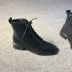Martin boot nữ 2018 mới mùa thu đông cộng với đôi boot nhung dày với phần đầu vuông với đôi bốt cao bằng phẳng màu đen - Giày ống