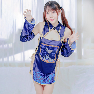 【撩汉出品】原创僵尸旗袍睡裙 两侧高开衩印花僵尸服睡衣套装-淘宝网