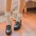 Nhật Bản phong cách mới Đại học JK gió ren vớ vớ laki vớ mỏng ống ngắn vớ nhung đen trắng - Vớ