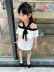 Cô gái mùa hè phù hợp với 2018 trẻ em áo thun voan cộng với quần short sọc hai mảnh quần short bé nước ngoài phù hợp với khí