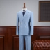 IsirHonour sọc xanh nhạt Slim cổ áo phù hợp với ngực đôi phù hợp với Anh retro phù hợp với nam - Suit phù hợp vest nam Suit phù hợp