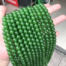 DIY аксессуары 加色俄罗斯碧玉青绿色圆珠散珠天然石优化珠子 diy饰品手链项链