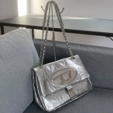 Серебряная вместительная и большая сумка через плечо, хваталка, цепь, премиум класс