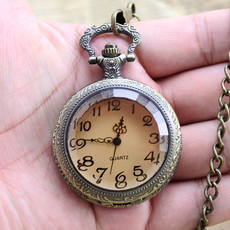 Карманные часы Винтажный коричневый большой циферблат