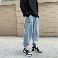 牛仔褲男潮牌秋季直筒寬鬆老爹褲韓版潮流大碼褲子束腳長褲
