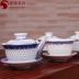 Jingdezhen tổ ong tinh tế màu xanh và trắng trà bát rỗng làm bằng tay ba mảnh bát bộ kung fu trà thiết lập trà bong bóng ấm pha trà giữ nhiệt Trà sứ