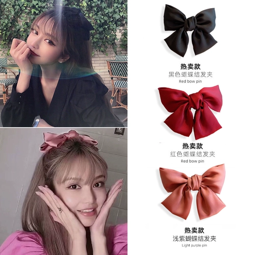 Красная заколка для волос с бантиком, аксессуар для волос, милые шпильки для волос, простой и элегантный дизайн