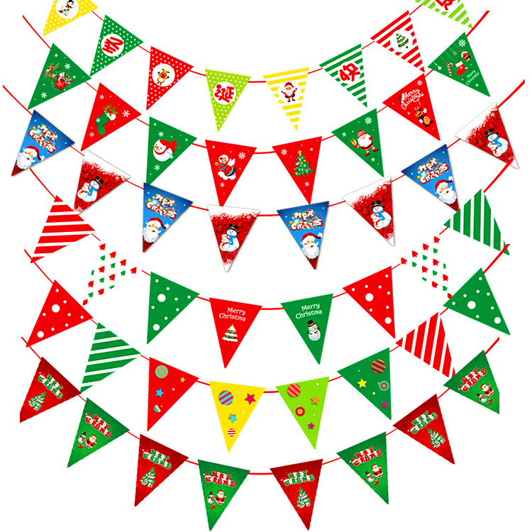 圣诞节装饰品彩旗店铺商场串旗拉旗饰挂旗 1元券