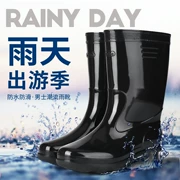 Cao gót mưa khởi động của nam giới mặc làm việc ống ngắn giày nước low cut oversole dày non-slip khởi động cao su không thấm nước giày