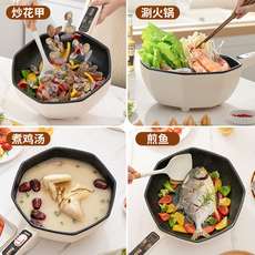 Плиты 爆炒电炒菜炒锅家用一体式插电多功能电煮锅蒸煮煎炒电火锅不粘锅