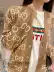 Gucci/Gucci 22FW thu đông mới màu trà sữa double G jacquard full logo áo len dệt kim nam cardigan nữ
