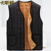 Bố mặc vest mùa đông cộng với size cộng nhung nhung ấm áp áo vest nam trung niên vest nam trung niên