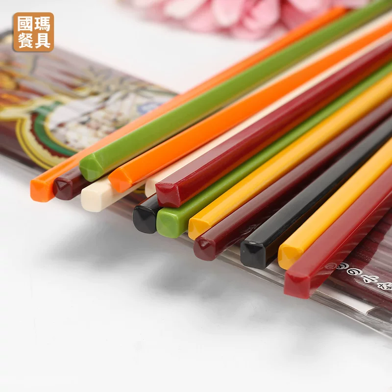 High -end hotel chopsticks, chopsticks, color plastic, chopsticks set, household chopsticks 10 double -out restaurant restaurant imitation porcelain tableware
