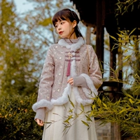 Li Li thiết kế ban đầu "Qing Yi" văn học retro phong cách Trung Quốc đĩa khóa len ngắn áo khoác nữ mùa đông sản phẩm mới - Accentuated eo áo ao khoac dạ nu sanh dieu