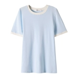 Синяя сексуальная футболка, короткий рукав, коллекция 2023, в корейском стиле