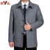 Yalu nam len nam coat trung niên giản dị áo khoác cha ở giữa của dài ve áo áo khoác nam áo choàng nam Áo len