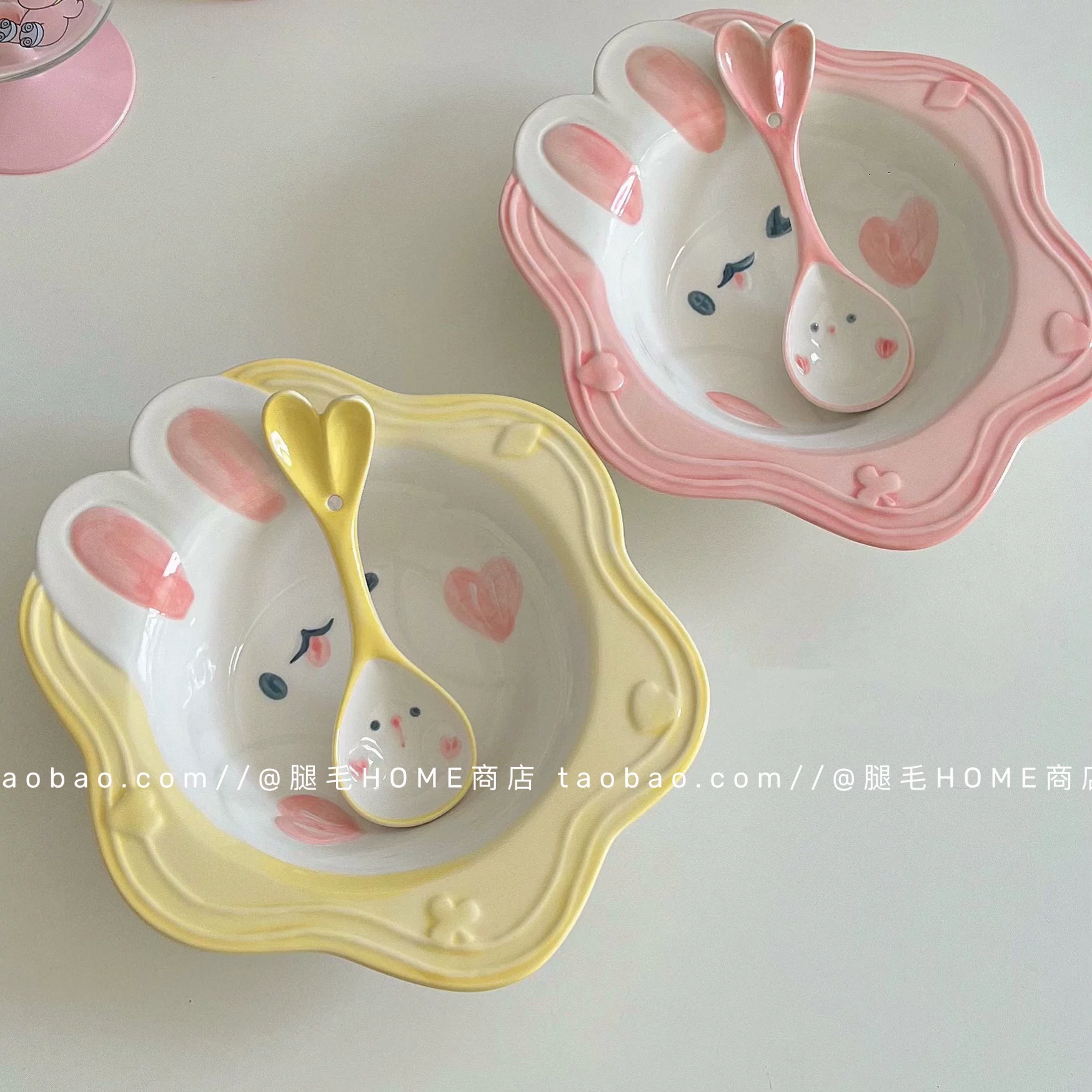 Cute cartoon ceramic tableware, children's set, hand painting