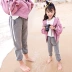 Cô gái 'quần thể thao 2018 mùa xuân và mùa thu mới của Hàn Quốc phiên bản của lỏng lớn trẻ em hoang dã trẻ em mặc triều quần âu áo sơ mi nữ hàn quốc Mùa xuân