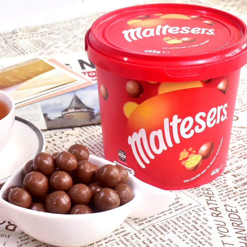 Шоколадные шарики Maltesers 465 г, молочный или тёмный шоколад, герметичное ведёрко