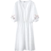 [Giá mới 129 nhân dân tệ] 2018 mùa hè mỏng tươi v- cổ thêu đèn lồng tay áo đầm đầm trắng đầm thiết kế cao cấp Sản phẩm HOT