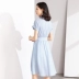 Giá mới 129 nhân dân tệ [] 2018 mùa hè ngắn tay áo váy thêu eo A-dòng váy cổ tích cực dịu dàng váy bầu công sở Sản phẩm HOT