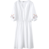[Giá mới 129 nhân dân tệ] 2018 mùa hè mỏng tươi v- cổ thêu đèn lồng tay áo đầm đầm trắng Sản phẩm HOT