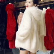 Đặc biệt hàng ngày nước nhung lông furry fur coat nữ thời trang ngọt ngào mùa đông trùm đầu cộng với nhung dày lỏng