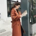 2018 mùa xuân váy nữ gió ong thêu áo len nữ Hàn Quốc phiên bản của phần dài của vành đai thắt lưng eo áo áo khoác dạ nữ ngắn Accentuated eo áo