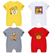 Quần áo trẻ em ngắn tay mùa hè 0-3-6-9-12 tháng Garfield bé romper cotton dễ thương - Áo liền quần