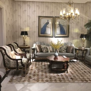 Nội thất Alexander gỗ rắn phòng khách kết hợp sofa bàn cà phê Bàn ghế gỗ rắn châu Âu tùy chỉnh - Bộ đồ nội thất