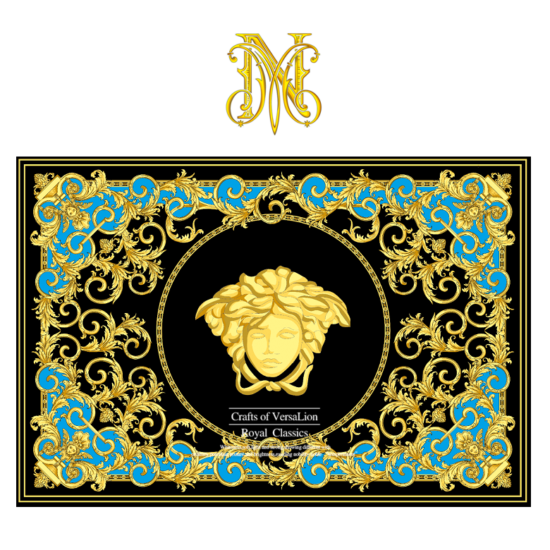 Long I & Medusa Double Lion Blue (Authentic)European style luxurious table rectangle tablecloth Table mat a living room circular tea table Table cloth TV cabinet Gabe Table flag customized