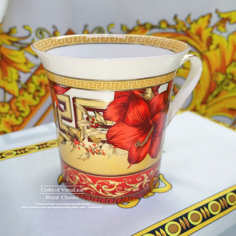 Golden China Red (High Quality Bone China)European style luxurious Ceramic cup new pattern ins Net red cup Medusa Mug Bone China Coffee milk cup Tea cup