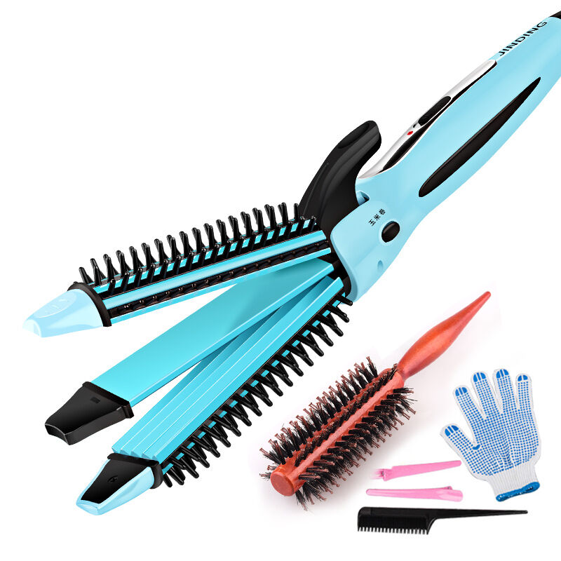 Pritech Asli Queen Telur Curler Rambut Curler Tidak Melukai Tiga Rambut Curler Besar Volume Air Ripple Perm (dangkal Biru + Sisir Klip Gulungan untuk Comb) -Internasional