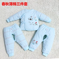 Детская куртка, комплект для новорожденных, детский осенний комбинезон, стеганый хлопковый пуховик, 3 предмета