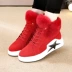 Giày da thỏ lông cao màu đỏ cộng với nhung giày thể thao ấm áp cho học sinh giày sneaker nữ hot trend 2021 Giày cao gót