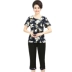 Mẹ mùa hè ăn mặc trung niên của phụ nữ ngắn tay T-Shirt top 40-50 tuổi hai mảnh phù hợp với quần rộng chân quần áo bà Phụ nữ cao cấp