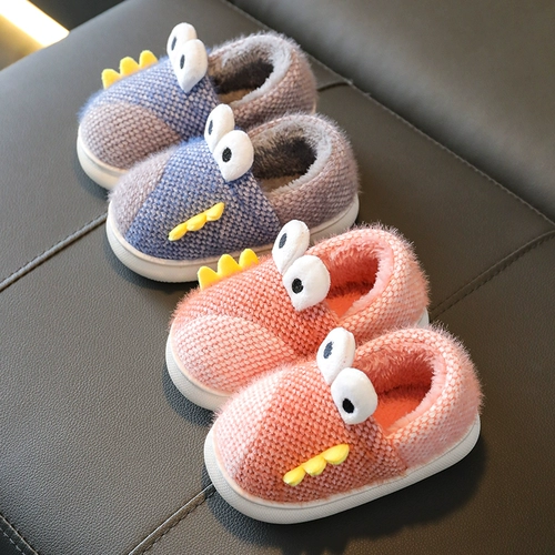 Детские зимние мультяшные милые нескользящие флисовые тапочки для мальчиков для девочек, семейный стиль