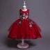 Váy bé gái mặc váy công chúa mùa hè 2019 Váy bé gái màu đỏ váy sinh nhật satin - Váy trẻ em