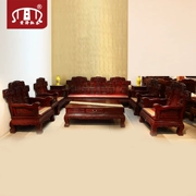 Huangze gỗ đỏ đồ nội thất cổ Trung Quốc sofa gỗ hồng mộc Châu Phi gỗ hồng mộc mộc nhảy rồng cửa sofa bộ 10 - Bộ đồ nội thất