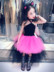 Tutu sợi cô gái sàn catwalk dress hoa hồng đỏ + đen trẻ em trước khi ngắn dài pettiskirt triều cá tính quần áo quần áo cha mẹ và con áo khoác vest bé trai Váy trẻ em