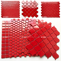 Красная керамика мозаика шестигранной шестигранной плитки фона фона стена стена кирпичная ванная комната ванная тибетская