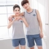 Cặp vợ chồng Đồ Ngủ 2018 Mùa Hè Mới Cotton Không Tay Vest Teen Nam của Phụ Nữ Lỏng Lẻo Bộ Mỏng đồ bộ thể thao nam Nam giới