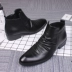 Giày công sở mũi nhọn kiểu Anh công sở giày da nam bên trong tăng chiều cao giản dị phong cách Hàn Quốc giày nam dây kéo màu đen hợp thời trang