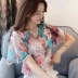 Lỏng t-shirt nữ ngắn tay in không khí nước ngoài áo sơ mi nhỏ mùa hè Hàn Quốc phiên bản lá sen tay áo hoang dã nửa tay áo máy tim voan quần áo Áo phông