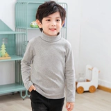 Детский хлопковый лонгслив, детская футболка, высокий воротник, длинный рукав