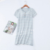 Với ngực pad nightdress miễn phí áo ngực ngắn nửa tay áo bông đồ ngủ mùa xuân sọc lỏng đoạn dài nightdress nữ mùa hè bông đầm ngủ dễ thương hàn quốc Đêm đầm