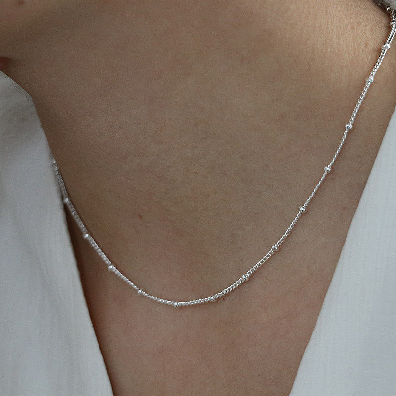 Collana con catena di perle donna elegante argento stile ins_voghion.com
